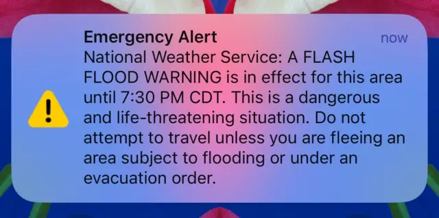 Screenshot of a notification on Apple Iphone marked emergency alert