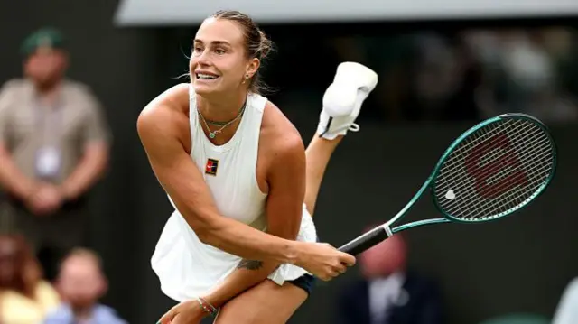 Aryna Sabalenka serves