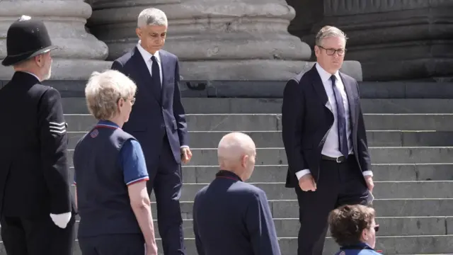 Sir Sadiq Khan and Sir Keir Starmer leave St Paul's Cathedral