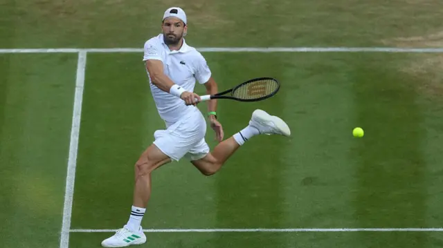 Grigor Dimitrov of Bulgaria plays a forehand