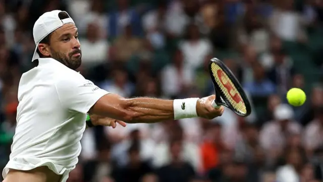 Grigor Dimitrov plays a forehand