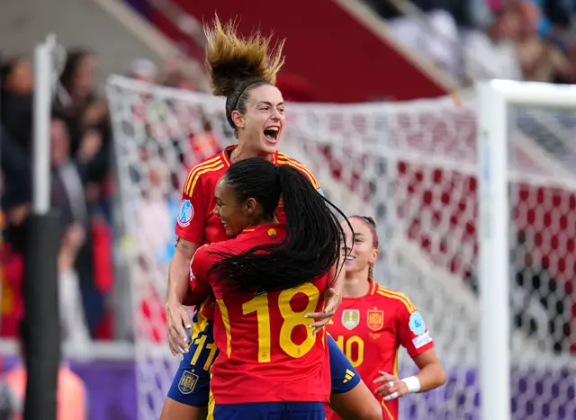 Spain's Alexia Putellas celebrates scoring their side's sixth goal