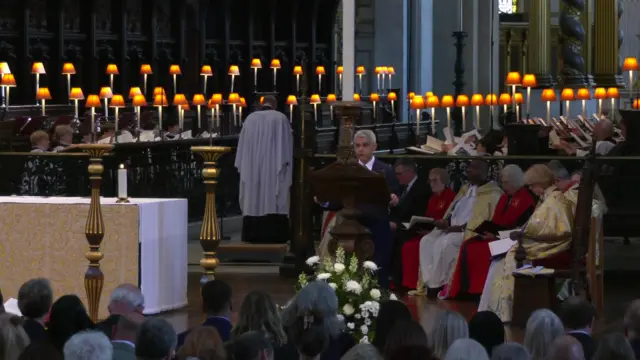 Mayor of London speaks in front St Paul's Cathedral