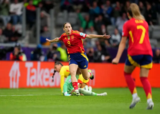 Spain's Esther Gonzalez celebrates after scoring