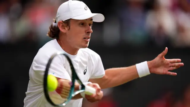 Alex de Minaur during his Gentlemen's Singles match against Novak Djokovic