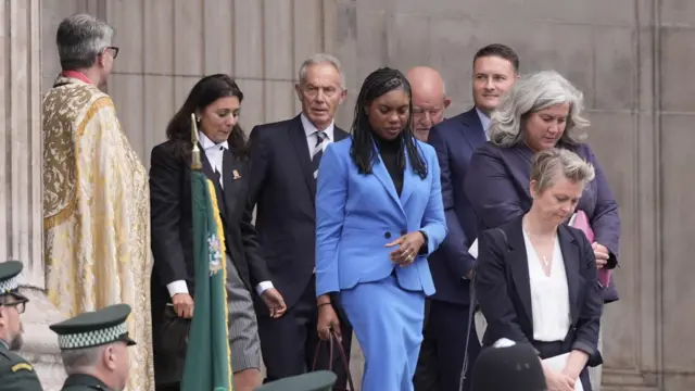 Tony Blair, Kemi Badenoch, Wes Streeting, Heidi Alexander and Yvette Cooper leave St Paul's