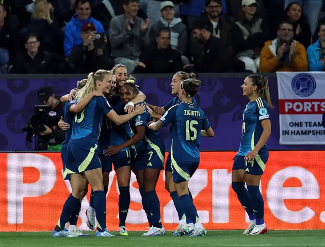 Stina Blackstenius of Sweden celebrates scoring her team's first goal