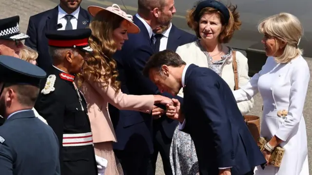 Macron kisses Kate's hand