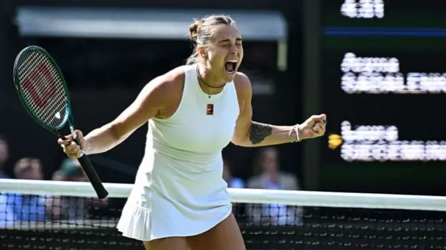 Aryna Sabalenka celebrates win