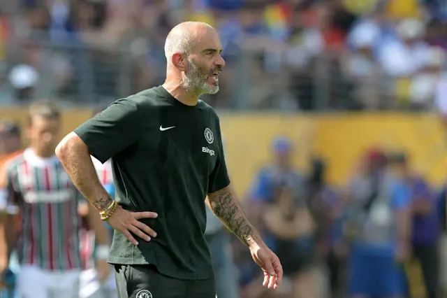 Enzo Maresca during Chelsea's match against Fluminense