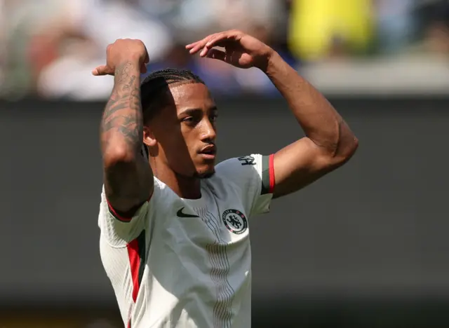 Joao Pedro celebrates after scoring his second goal for Chelsea