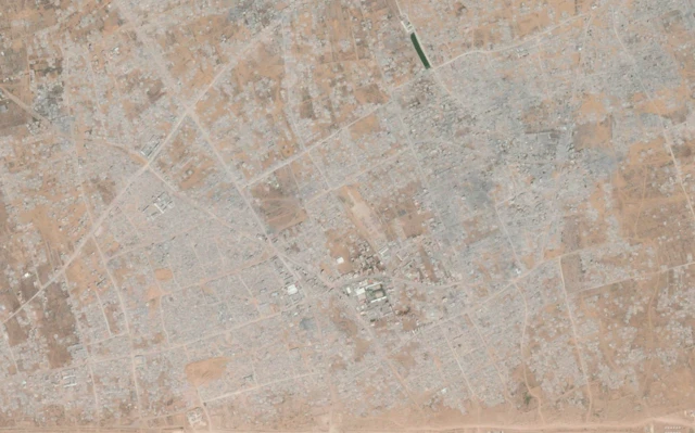 Satellite imagery showing how whole areas of Rafah has been demolished