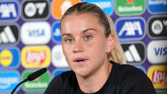 Alessia Russo in a press conference pre match against the Nerthlands