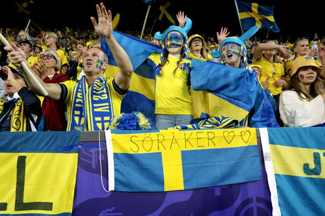 Sweden fans celebrate after the game
