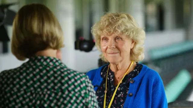Former sub-postmistress Jo Hamilton speaks to the media at the Kia Oval, London, ahead of the publication of the first volume of the final report of the Horizon Inquiry
