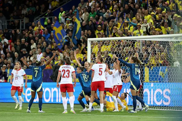 Julia Zigiotti Olme of Sweden scores a goal which is later disallowed