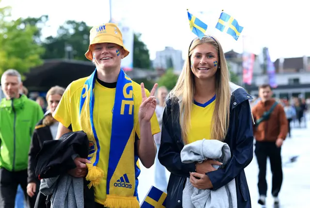 Sweden fans arrive at the stadium