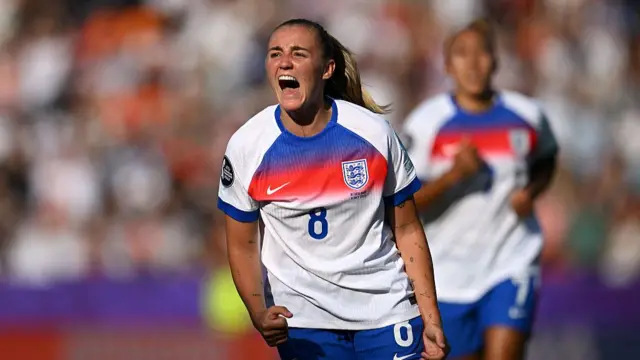 Georgia Stanway of England celebrates scoring her team's second goal