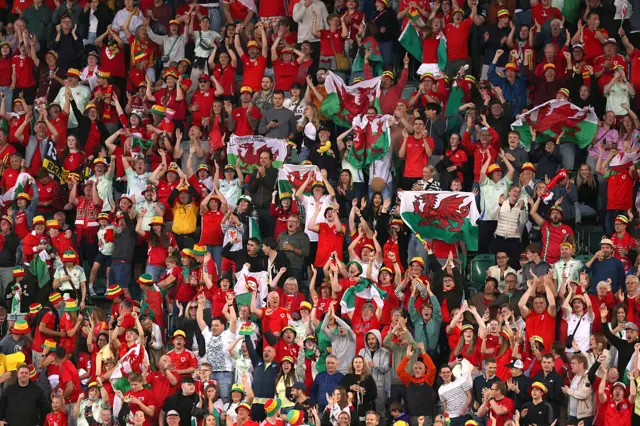 Wales fans celebrate.