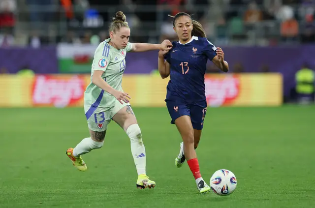 Wales' Rachel Rowe (left) and France's Selma Bacha