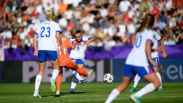 Georgia Stanway of England scores her team's second goal