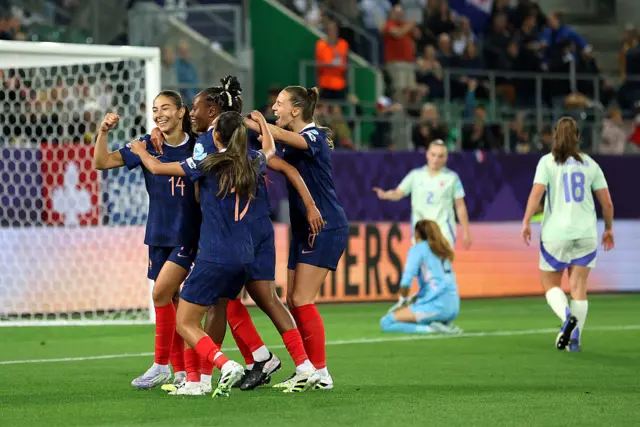 France players celebrate Amel Majri's goal