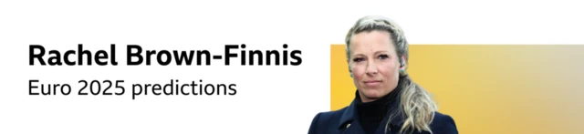 A graphic with a picture of Rachel Brown-Finnis and text reading "Rachel Brown-Finnis Euro 2025 predictions"