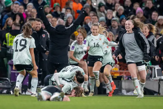 Wales celebrate beating Republic of Ireland last December