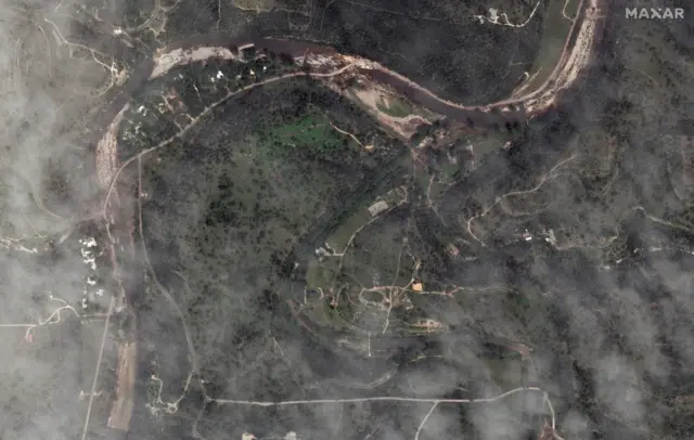 Satellite view of Camp Mystic, Texas, taken on 8 July