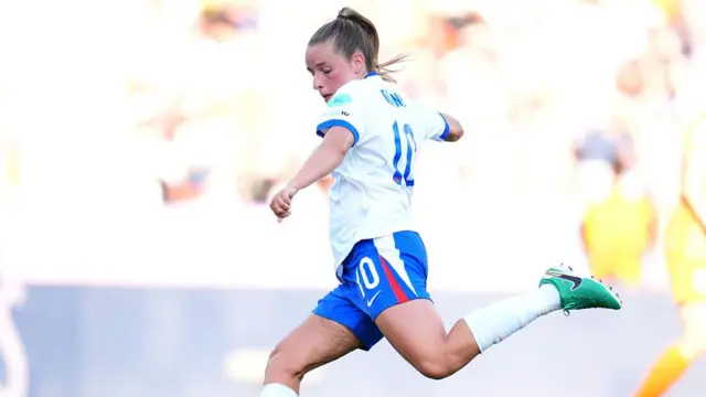Ella Toone of England scores her team's fourth goal