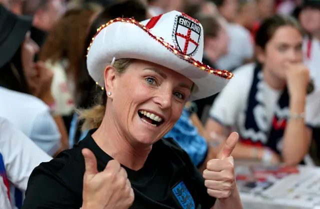 England fans poses at the fan park