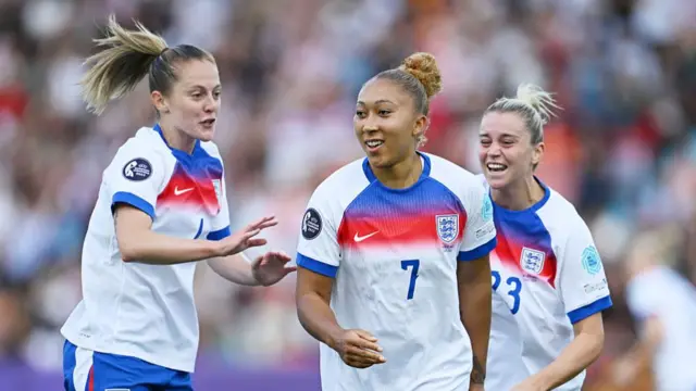 Lauren James of England celebrates scoring her team's first goal