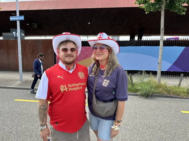 England fans Georgia and Josh