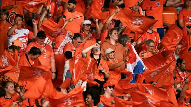 Dutch fans gather in the stands