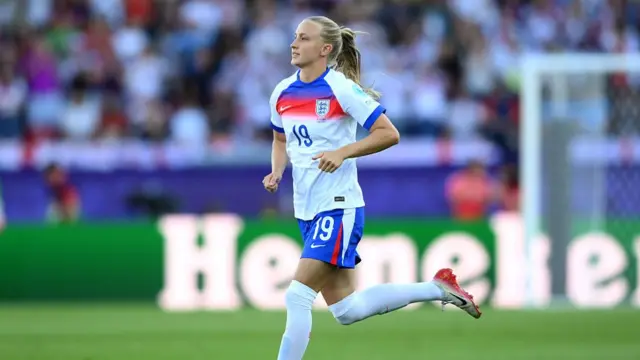 Aggie Beever-Jones of England looks on