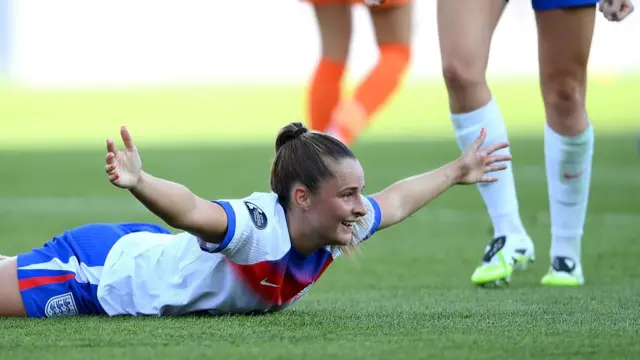 Ella Toone of England celebrates scoring her team's fourth goal