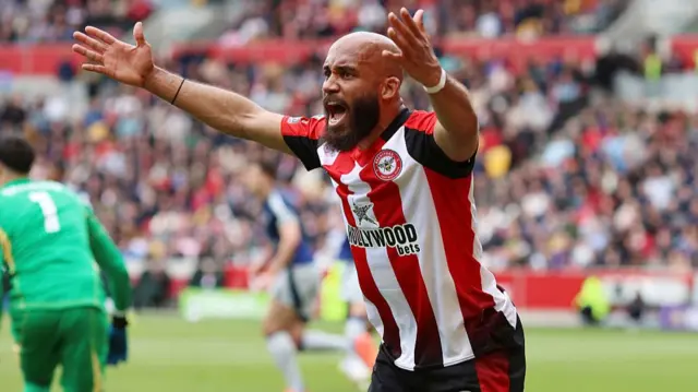 Bryan Mbeumo of Brentford during the Premier League match between Brentford FC and Manchester United FC at Brentford Community Stadium