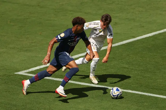 Desire Doue in action against Fran Garcia
