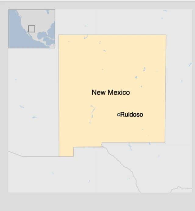 A map showing New Mexico and Ruidoso