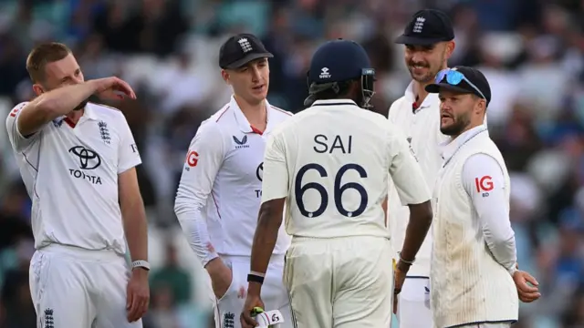 England players exchange words with Sudharsan