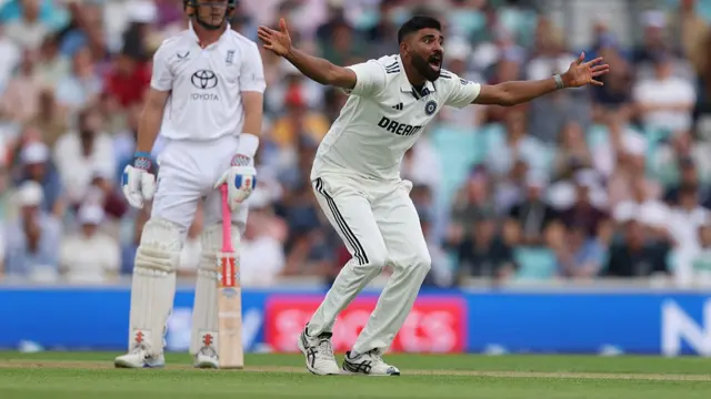 Mohammed Siraj appeals during England v India.