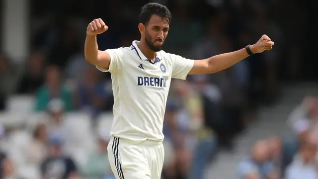 Krishna celebrates the dismissal of Zak Crawley.
