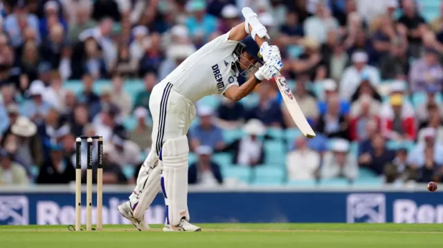 Jaiswal drives while batting v England