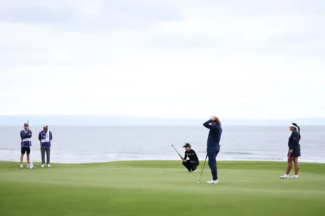 Lydia Ko eyes up a putt