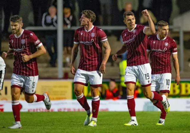 Arbroath's Nikolay Todorov celebrates after scoring to make it 1-1