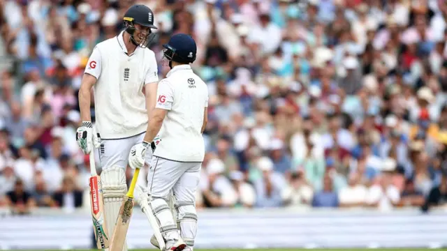 Zak Crawley and Ben Duckett opposite each other vs India at The Oval.