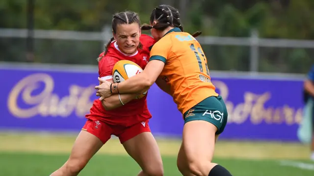 Jasmine Joyce-Butchers in action for Wales against Australia