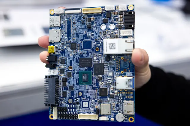 An NXP Semiconductor NV SBC4100 quad-core processor on display during the Computex conference in Taipei, Taiwan,