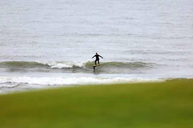 Man on jet board in sea near Porthcawl