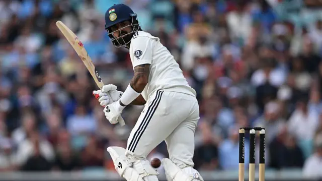 K L Rahul runs v England at The Oval.